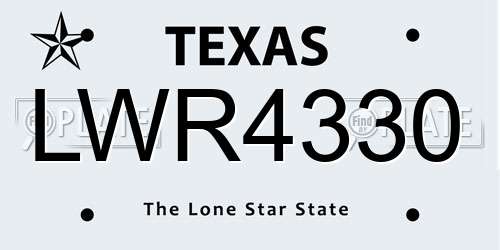 LWR4330 Texas License Plate