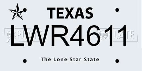 LWR4611 Texas License Plate