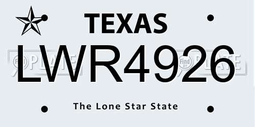 LWR4926 Texas License Plate