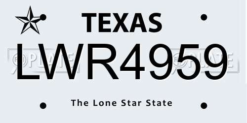 LWR4959 Texas License Plate