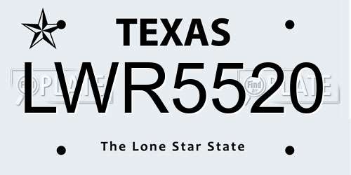 LWR5520 Texas License Plate