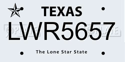 LWR5657 Texas License Plate