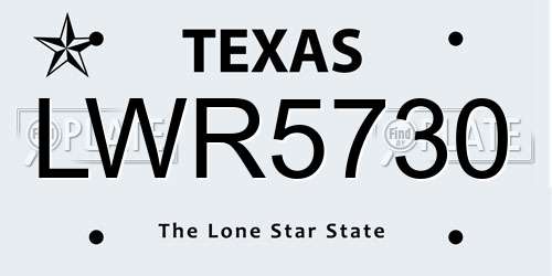 LWR5730 Texas License Plate