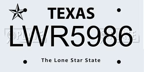 LWR5986 Texas License Plate