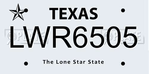 LWR6505 Texas License Plate