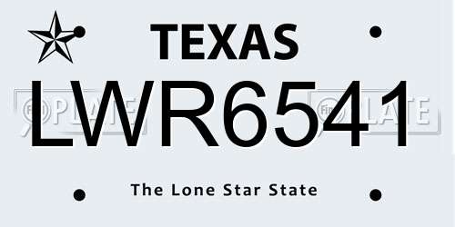 LWR6541 Texas License Plate