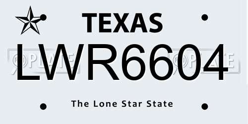 LWR6604 Texas License Plate