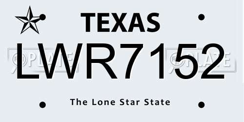 LWR7152 Texas License Plate