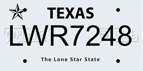 LWR7248 Texas License Plate