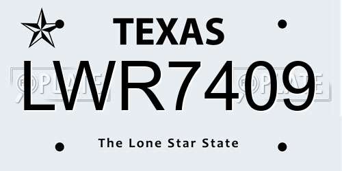 LWR7409 Texas License Plate