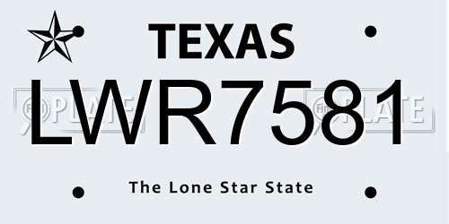 LWR7581 Texas License Plate