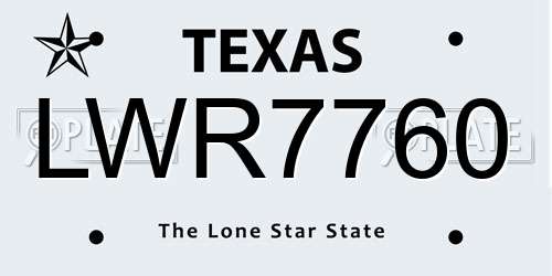 LWR7760 Texas License Plate