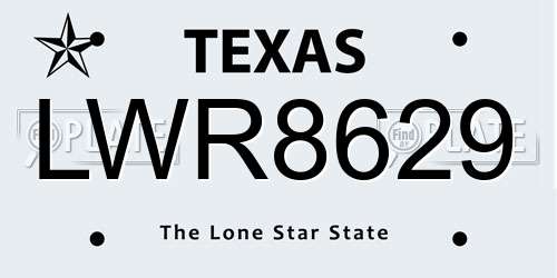 LWR8629 Texas License Plate