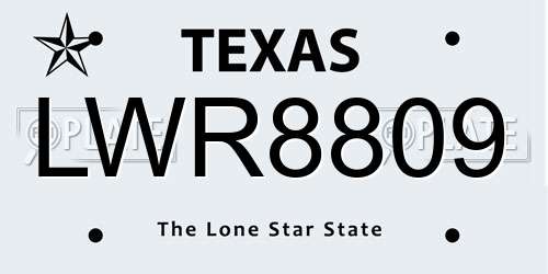 LWR8809 Texas License Plate
