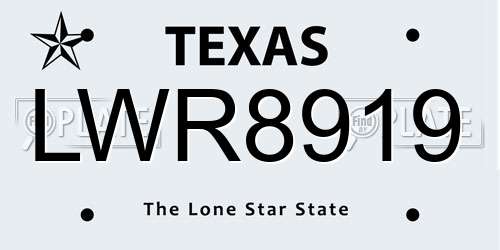 LWR8919 Texas License Plate