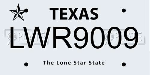 LWR9009 Texas License Plate