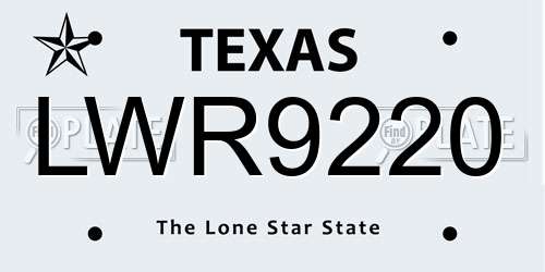 LWR9220 Texas License Plate