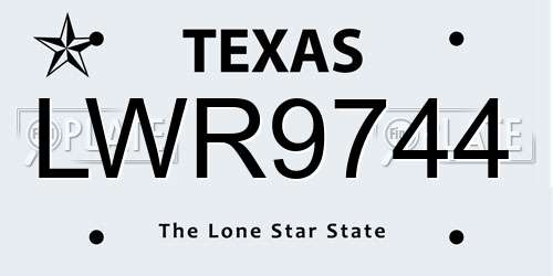 LWR9744 Texas License Plate