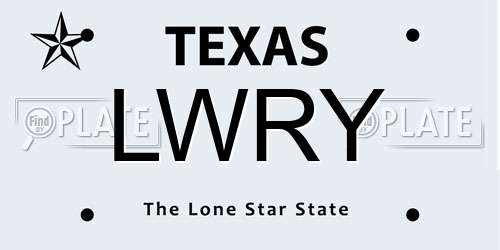 LWRY Texas License Plate