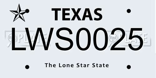 LWS0025 Texas License Plate