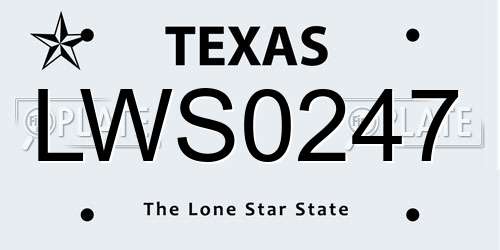 LWS0247 Texas License Plate