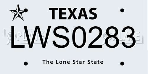 LWS0283 Texas License Plate