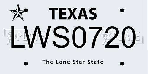 LWS0720 Texas License Plate