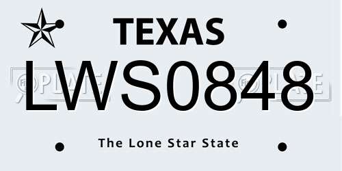 LWS0848 Texas License Plate