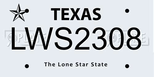 LWS2308 Texas License Plate