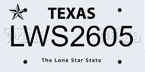 LWS2605 Texas License Plate