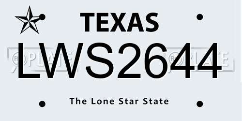 LWS2644 Texas License Plate