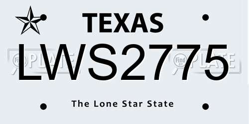 LWS2775 Texas License Plate