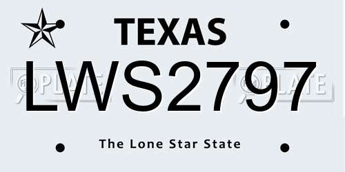 LWS2797 Texas License Plate