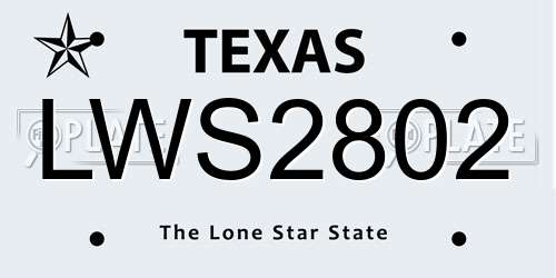 LWS2802 Texas License Plate