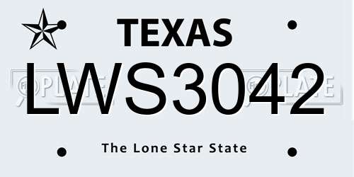 LWS3042 Texas License Plate