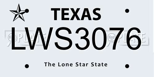 LWS3076 Texas License Plate