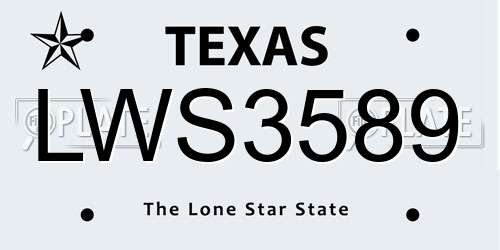 LWS3589 Texas License Plate