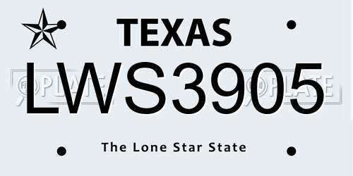 LWS3905 Texas License Plate