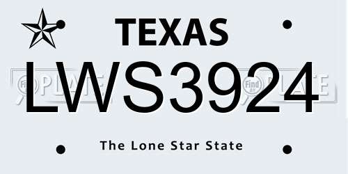 LWS3924 Texas License Plate