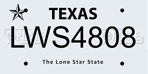 LWS4808 Texas License Plate