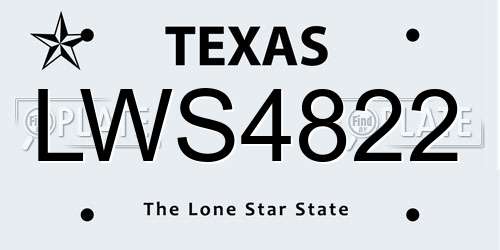 LWS4822 Texas License Plate