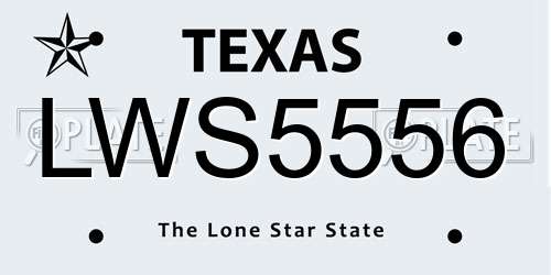 LWS5556 Texas License Plate