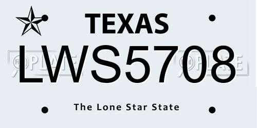 LWS5708 Texas License Plate