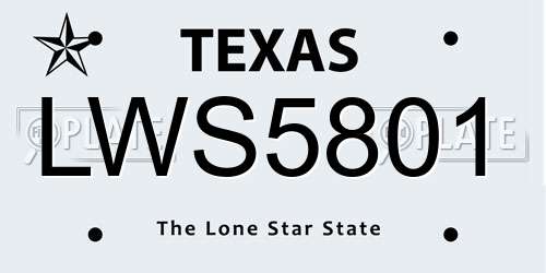 LWS5801 Texas License Plate