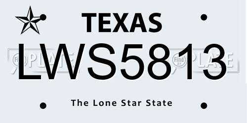 LWS5813 Texas License Plate