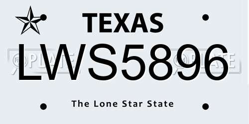 LWS5896 Texas License Plate
