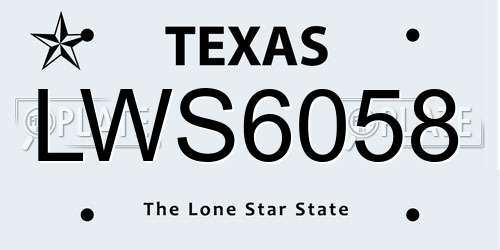 LWS6058 Texas License Plate