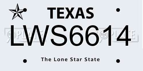 LWS6614 Texas License Plate