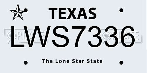 LWS7336 Texas License Plate