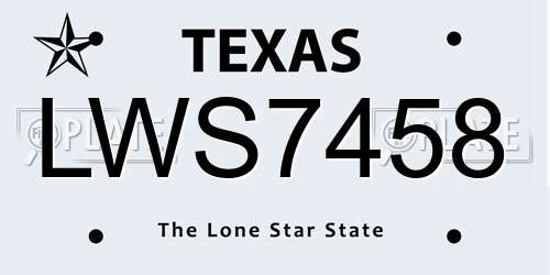 LWS7458 Texas License Plate